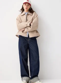 Cropped boxy-fit trench coat