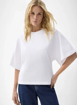 Cropped elbow-sleeve T-shirt