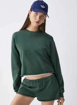 Cropped fleece sweatshirt