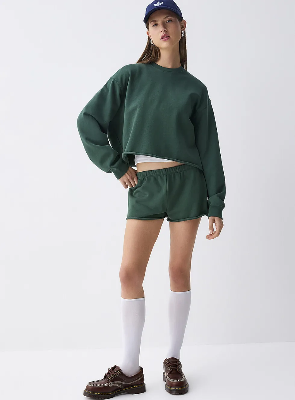 Cropped fleece sweatshirt