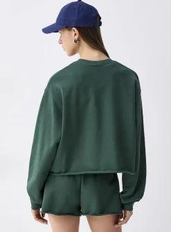 Cropped fleece sweatshirt