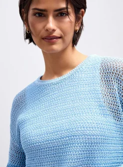 Cropped openwork boxy-fit sweater