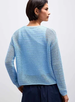 Cropped openwork boxy-fit sweater