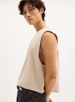 Cropped ribbed muscle tee