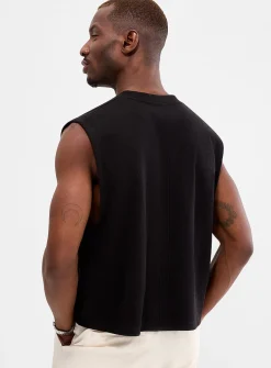 Cropped ribbed muscle tee