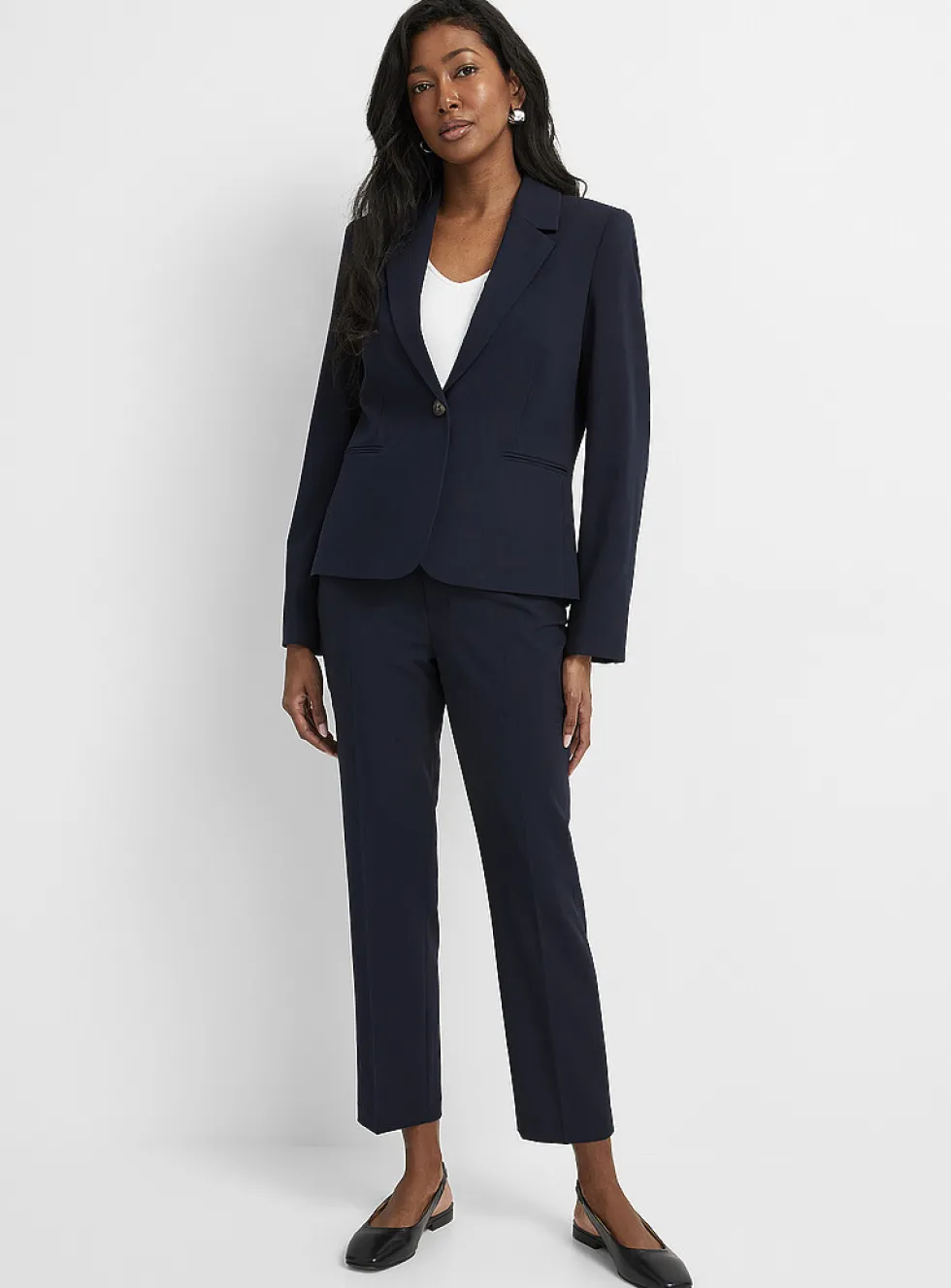 Cropped single-button stretch blazer