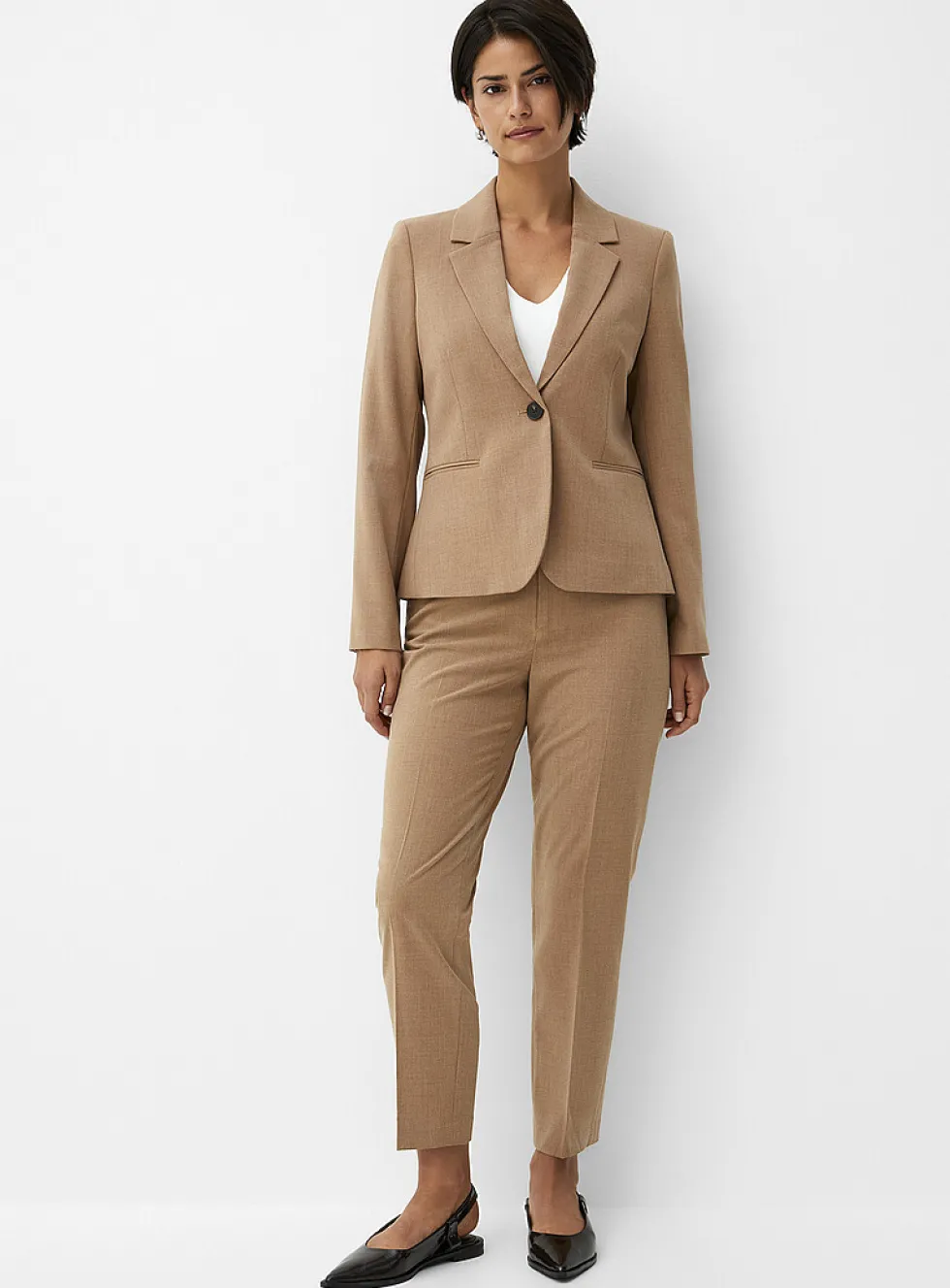 Cropped single-button stretch blazer