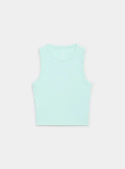 Cropped solid ribbed cami