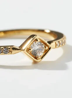 Crystal diamond ring
