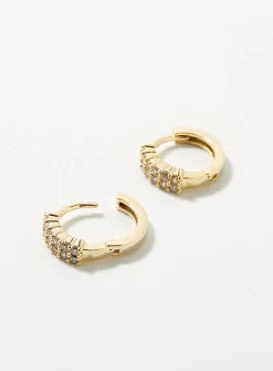 Crystal double-row hoops