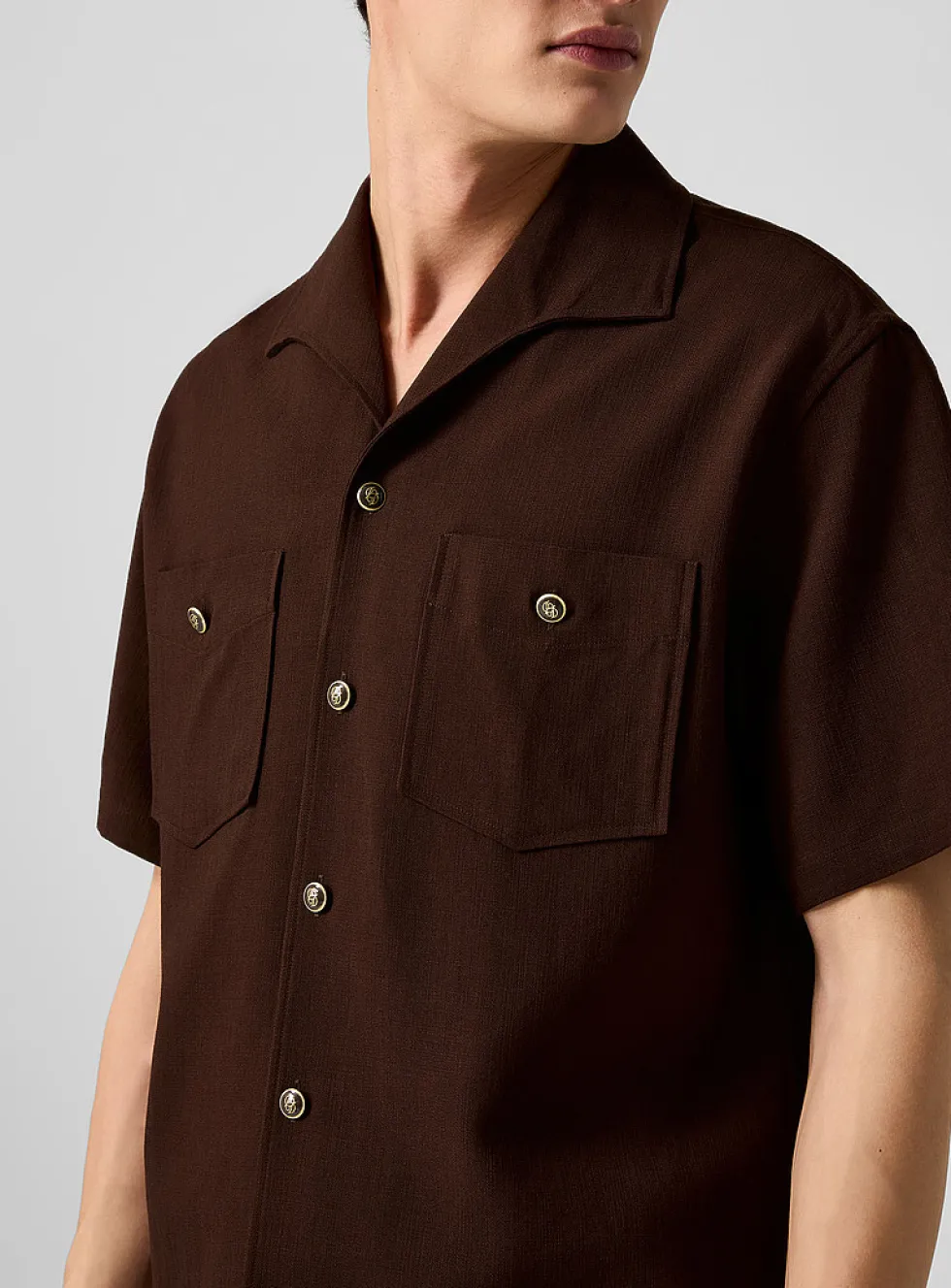 Cuban collar shirt with pockets