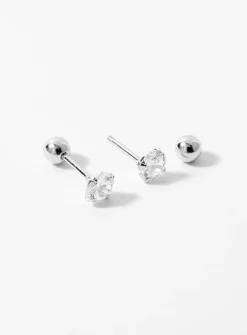 Cubic zirconia silver earrings