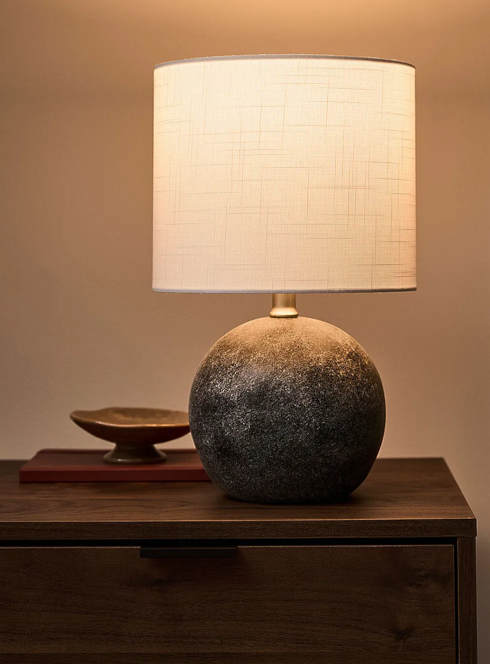 Dark grey concrete table lamp