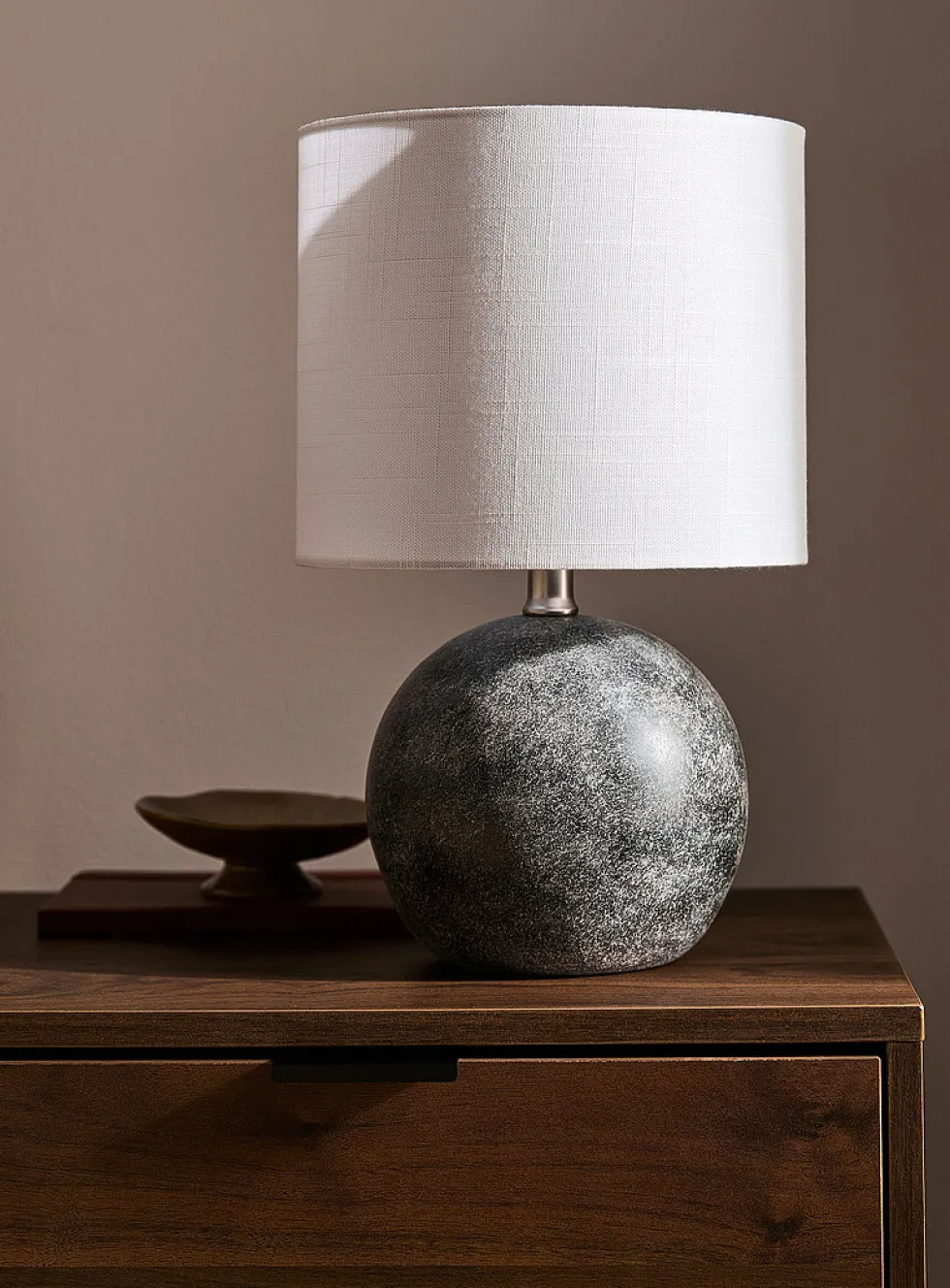 Dark grey concrete table lamp