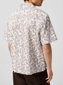 Dayot frayed flowers striped shirt