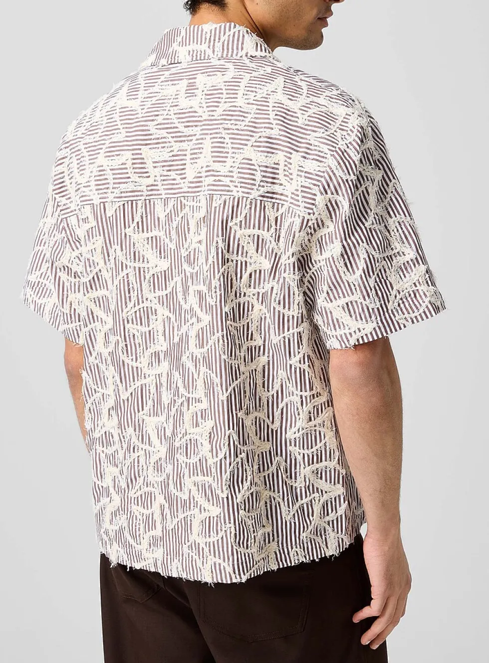Dayot frayed flowers striped shirt