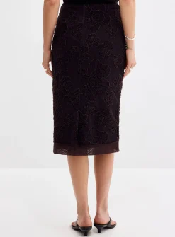 Daysee chocolate floral tulle skirt