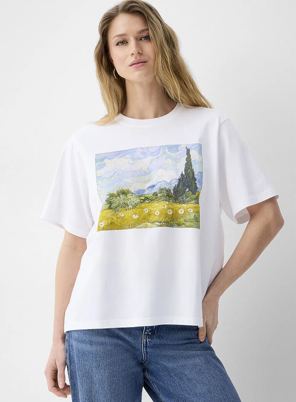 Decorated print loose boxy-fit T-shirt