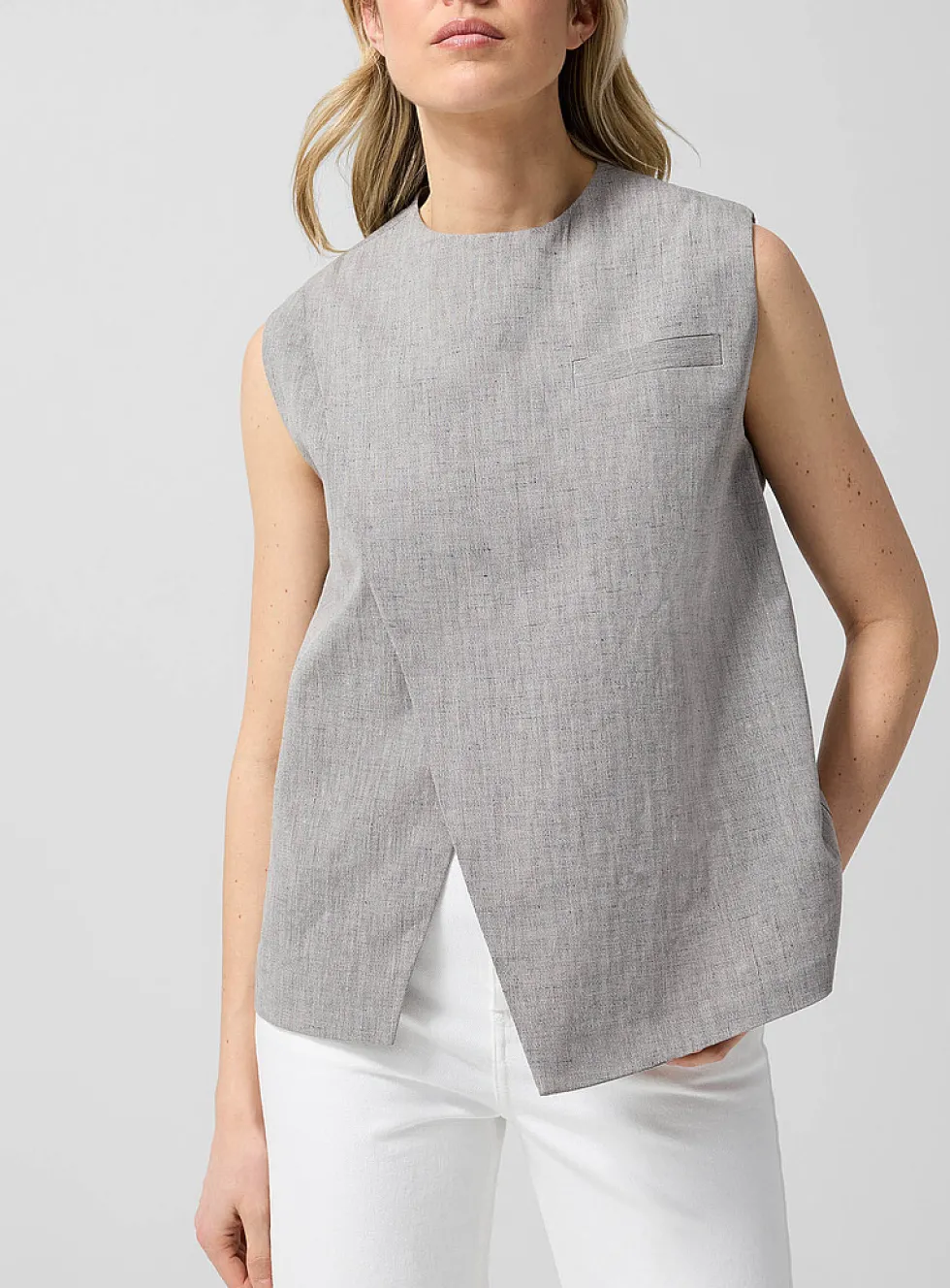 Della linen-cotton blend asymmetrical top