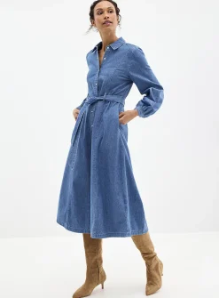 Denim midi shirtdress