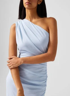 Diagonally draped fitted dress