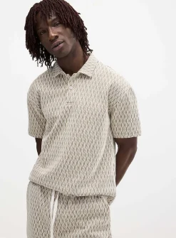 Diamond jacquard polo