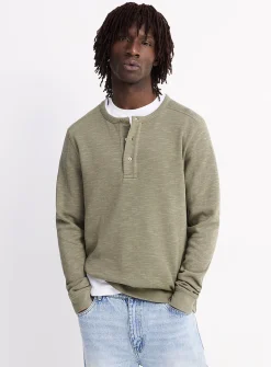 Double-faced jersey Henley T-shirt