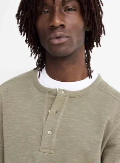 Double-faced jersey Henley T-shirt