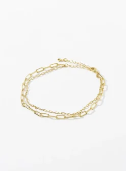 Double-row gold ankle chain