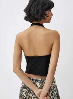 Draped collar halter cami