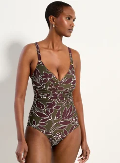 Draped crossed-look one-piece