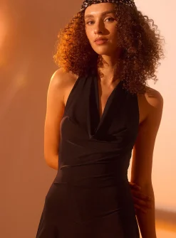 Draped halter neckline minidress