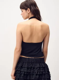 Draped halter-neck cami