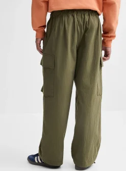Drawcord-waist canvas cargo pant