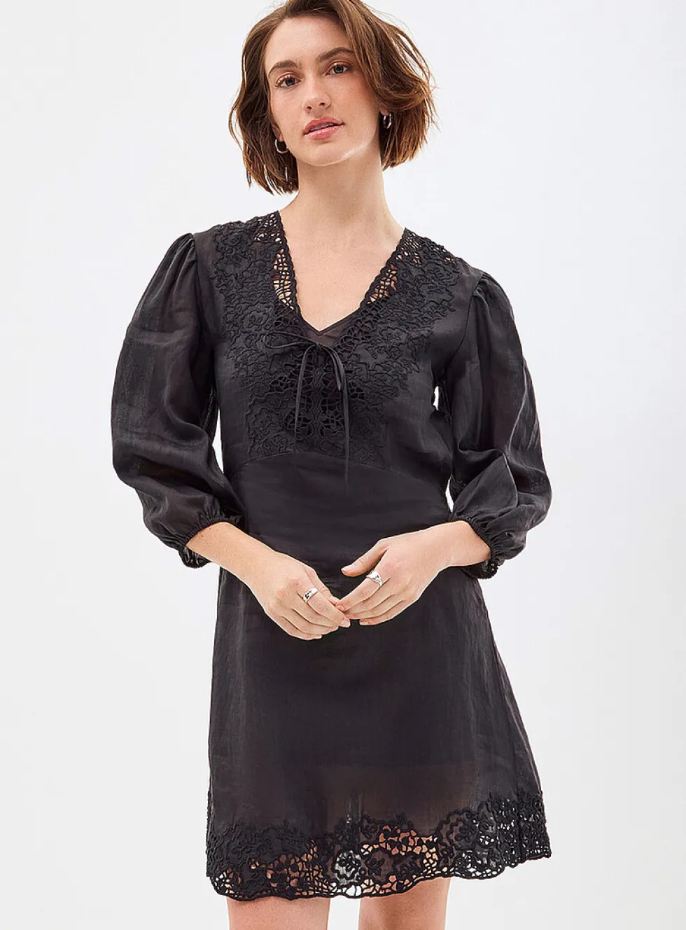 Driketta tone-on-tone embroidery dress