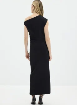Eirlys asymmetrical neckline long ruched dress