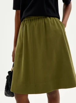 Elastic waistband flared skirt