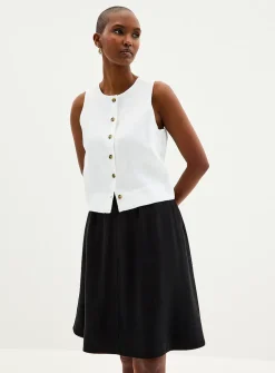 Elastic waistband flared skirt