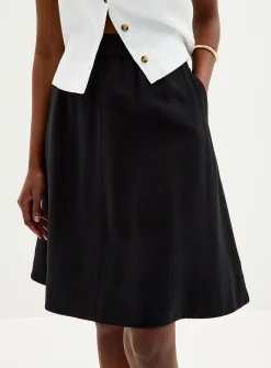 Elastic waistband flared skirt