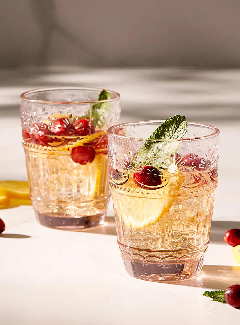 Embossed floral glasses