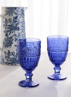 Embossed floral wine glasses