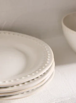Embossed polka dots small white plate