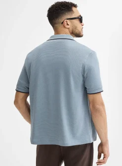Embossed polo cardigan
