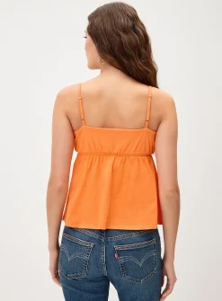 Embroidered details flyaway babydoll cami