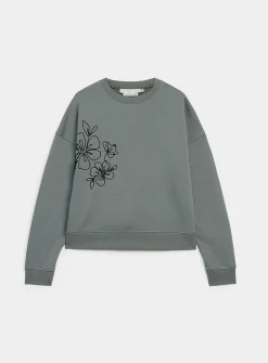 Embroidered embossed-pattern boxy-fit sweatshirt