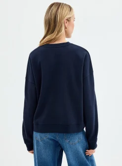 Embroidered embossed-pattern boxy-fit sweatshirt