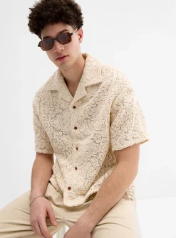 Embroidered lace boxy shirt