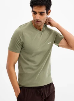 Embroidered logo solid crew neck undershirt