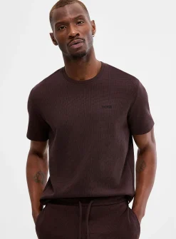 Embroidered logo waffle T-shirt