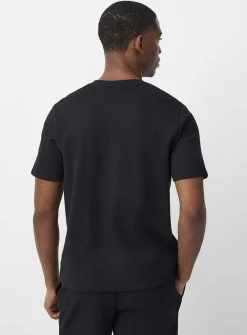 Embroidered logo waffle T-shirt